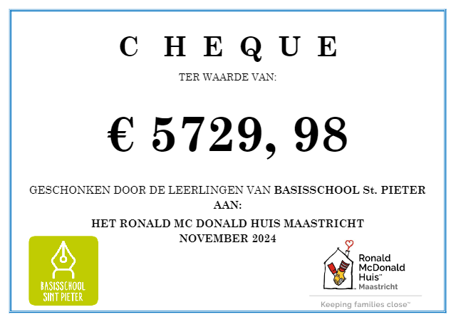 de cheque van ruim € 5700!!